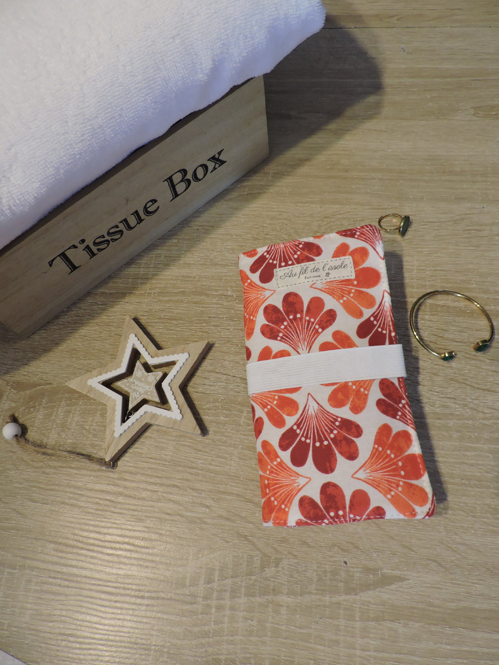 Pochette à bijoux - Eventail Orange/Bordeau