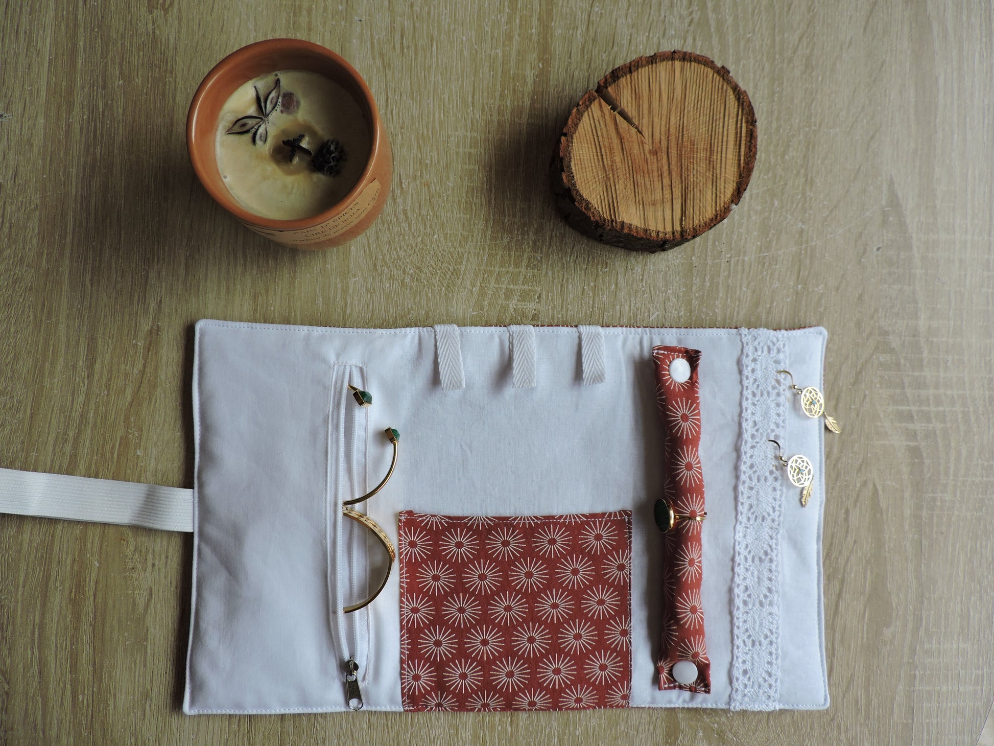 Pochette à bijoux terracota