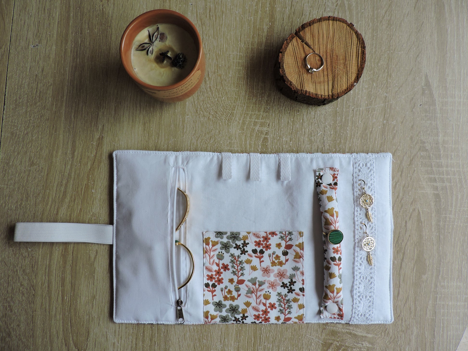 Pochette à bijoux fleurs Nil automne